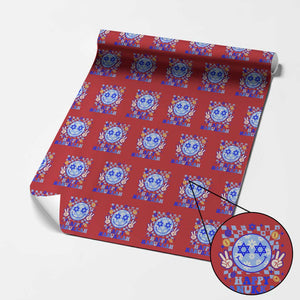 Happy Hanukkah Wrapping Paper Roll Groovy Star Of David Smile Face Chanukah Pajama TS10 Red Print Your Wear