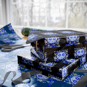 Happy Hanukkah Wrapping Paper Roll Groovy Star Of David Smile Face Chanukah Pajama TS10 Black Print Your Wear