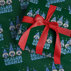 Happy Hanukkah Wrapping Paper Roll Retro Groovy Eight Nights Lights TS10 Green Print Your Wear