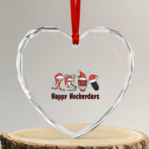 Happy Hockeydays Heart Crystal Glass Ornament Funny Christmas Ice Hockey Gift TS12 Transparent Glass 3'' Heart Print Your Wear