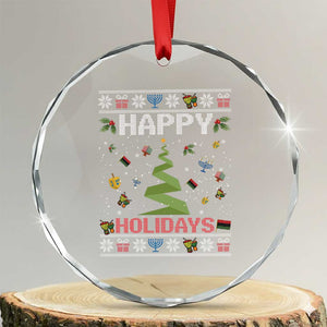 Happy Holidays For All Christmas Hanukkah Kwanzaa Gift Crystal Glass Ornament TS12 Transparent Glass 3'' Circle Print Your Wear