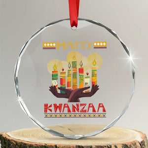 Happy Kwanzaa African American Xmas Crystal Glass Ornament TS09 Transparent Glass 3'' Circle Print Your Wear