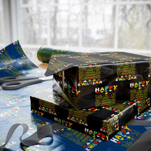 Happy Kwanzaa Christmas Wrapping Paper Roll African American Holiday Christmas Tree TS10 Black Print Your Wear