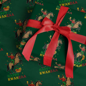 Happy Kwanzaa Cowboy Wrapping Paper Roll Funny African Holiday Gift - Print Your Wear