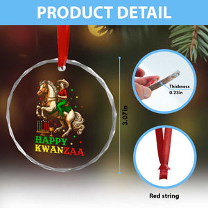 Happy Kwanzaa Cowgirl Crystal Glass Ornament Funny African American Festival Gift - Print Your Wear