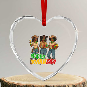 Happy Kwanzaa Cowgirl Heart Crystal Glass Ornament Festival Of Lights African Heritage Gift TS12 Transparent Glass 3'' Heart Print Your Wear