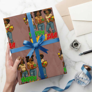 Happy Kwanzaa Cowgirl Wrapping Paper Roll Festival Of Lights African Heritage Gift - Print Your Wear