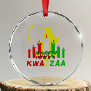 Happy Kwanzaa Crystal Glass Ornament Black Holiday African American Xmas Kinara Candle TS11 Transparent Glass 3'' Circle Print Your Wear