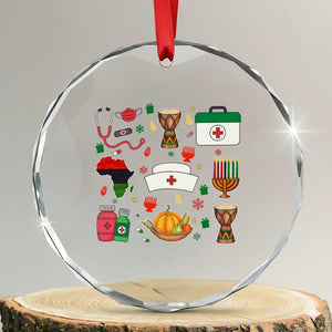 Happy Kwanzaa Nurse Pride Crystal Glass Ornament African Culture Holiday Gift TS12 Transparent Glass 3'' Circle Print Your Wear