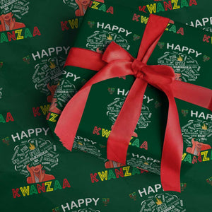 Happy Kwanzaa Wrapping Paper Roll African American Afro Queen Nguzo Saba TS10 Green Print Your Wear