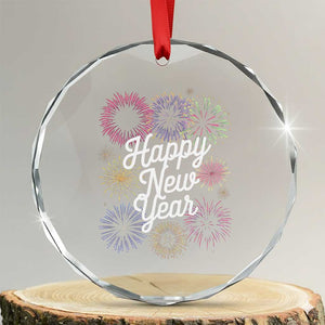 Happy New Year 2025 Crystal Glass Ornament Fireworks Party Supplies Family Matching TS02 Transparent Glass 3'' Circle Print Your Wear