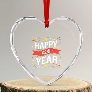 Happy New Year 2025 Heart Crystal Glass Ornament Confetti Fireworks Party Supplies Family Matching TS02 Transparent Glass 3'' Heart Print Your Wear