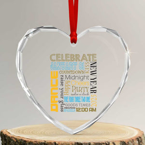 Happy New Year 2025 Heart Crystal Glass Ornament New Year's Eve Activities TS11 Transparent Glass 3'' Heart Print Your Wear