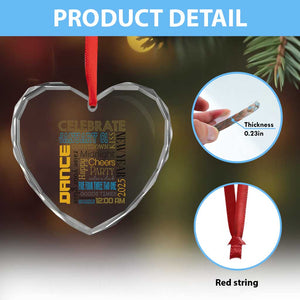 Happy New Year 2025 Heart Crystal Glass Ornament New Year's Eve Activities TS11 Print Your Wear