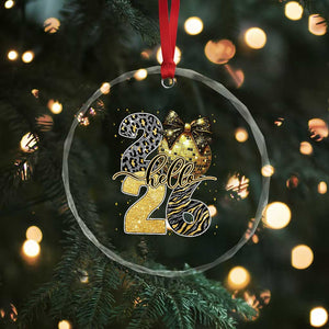 Happy New Year 2026 Crystal Glass Ornament Hello 2026 Disco Ball Coquette Bow Faux Glitter TS11 Print Your Wear