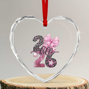 Happy New Year 2026 Heart Crystal Glass Ornament Hello 2026 Disco Ball Pink Coquette Bow Faux Glitter TS11 Transparent Glass 3'' Heart Print Your Wear