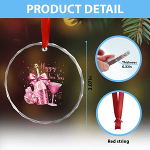 Happy New Year 2026 New Years Eve Party Crystal Glass Ornament Pink Cocktail Disco Ball TS11 Print Your Wear