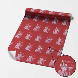 Happy New Year 2026 New Years Eve Party Wrapping Paper Roll Pink Cocktail Disco Ball TS11 Red Print Your Wear