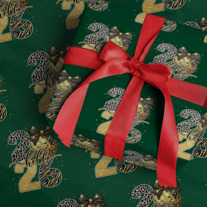 Happy New Year 2026 Wrapping Paper Roll Hello 2026 Disco Ball Coquette Bow Faux Glitter TS11 Green Print Your Wear