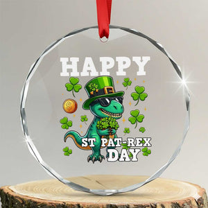 Happy St Pat Rex Day Crystal Glass Ornament St Patricks Day Dino Lover TS12 Transparent Glass 3'' Circle Print Your Wear