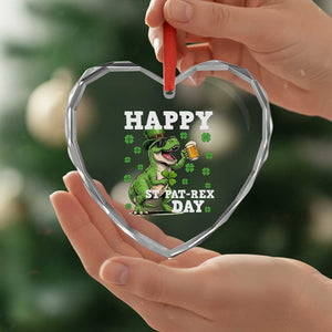 Happy St Pat Rex Day Heart Crystal Glass Ornament Funny Dinosaur Drinking Beer TS12 Print Your Wear
