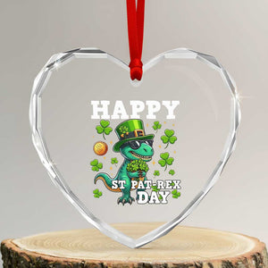Happy St Pat Rex Day Heart Crystal Glass Ornament St Patricks Day Dino Lover TS12 Transparent Glass 3'' Heart Print Your Wear