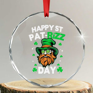 Happy St Pat Rizz Day Crystal Glass Ornament Funny St. Patrick's Day Leprechaun TS02 Transparent Glass 3'' Circle Print Your Wear
