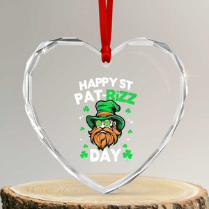 Happy St Pat Rizz Day Heart Crystal Glass Ornament Funny St. Patrick's Day Leprechaun TS02 Transparent Glass 3'' Heart Print Your Wear