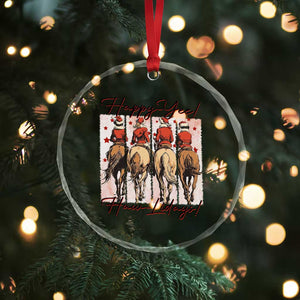 Happy Yee Haw Lidays Crystal Glass Ornament Western Christmas Horse Rider Cowgirl Gift TS12 Print Your Wear