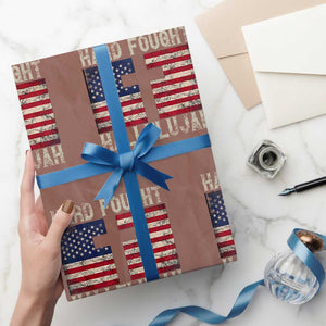 Hard Fought Hallelujah Wrapping Paper Roll Patriotic Christian Faith American Flag TS14 Mocha Print Your Wear