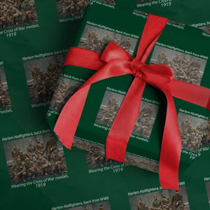 Harlem Hellfighters 1919 WWII Heroes Wrapping Paper Roll Cross of War Medal Tribute African American Black History TS02 Green Print Your Wear