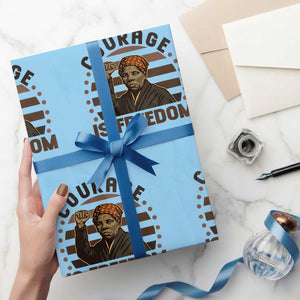 Harriet Tubman Legacy Wrapping Paper Roll Courage Is Freedom TS12 Light Blue Print Your Wear