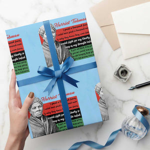 Harriet Tubman Legacy Wrapping Paper Roll Pan African Flag Freedom Fighter Quote TS12 Light Blue Print Your Wear