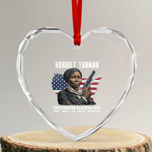 Harriet Tubman Patriotic Heart Crystal Glass Ornament Female Empowerment History Gift TS12 Transparent Glass 3'' Heart Print Your Wear