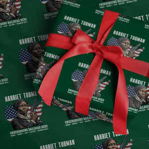 Harriet Tubman Patriotic Wrapping Paper Roll Female Empowerment History Gift TS12 Green Print Your Wear