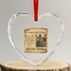 Harriet Tubman Quote Heart Crystal Glass Ornament I Freed A Thousand People Vintage Poster TS12 Transparent Glass 3'' Heart Print Your Wear