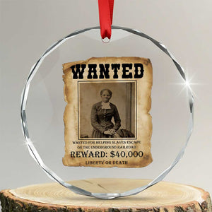 Harriet Tubman Wanted Reward Poster Crystal Glass Ornament Freedom Or Death TS12 Transparent Glass 3'' Circle Print Your Wear