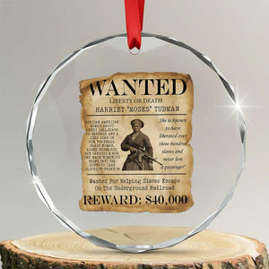 Harriet Tubman Wanted Reward Poster Crystal Glass Ornament Liberty Or Death TS12 Transparent Glass 3'' Circle Print Your Wear