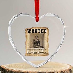 Harriet Tubman Wanted Reward Poster Heart Crystal Glass Ornament Freedom Or Death TS12 Transparent Glass 3'' Heart Print Your Wear