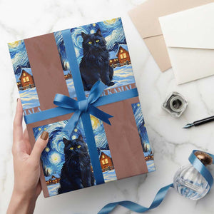 Harris Christmas Wrapping Paper Roll Cats For Kamala 2024 Black Yule Cat TS11 Mocha Print Your Wear