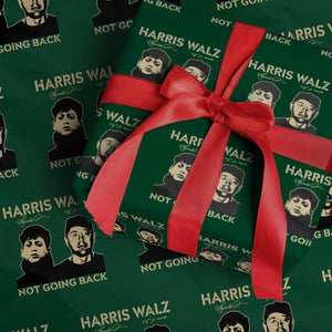 Harris Walz Wrapping Paper Roll Retro We Are Not Going Back TS10 Green Print Your Wear