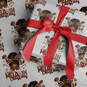 Have A Melanin Christmas African American Girl Xmas Wrapping Paper Roll TS11 White Print Your Wear