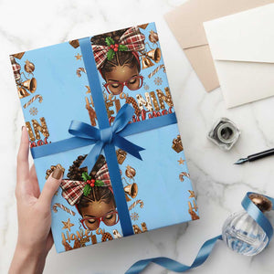 Have A Melanin Christmas African American Girl Xmas Wrapping Paper Roll TS11 Light Blue Print Your Wear