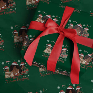 Have A Melanin Christmas Wrapping Paper Roll Black Girl Xmas Gift TS12 Green Print Your Wear