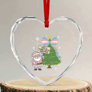 Have A Trans Tastic Christmas Heart Crystal Glass Ornament Transgender Pride TS12 Transparent Glass 3'' Heart Print Your Wear