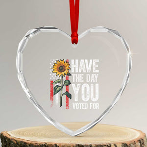 Have The Day You Voted For Heart Crystal Glass Ornament Vintage American Flag Sunflower TS11 Transparent Glass 3'' Heart Print Your Wear