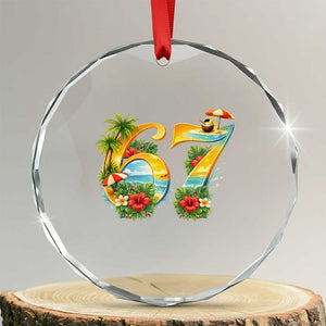 Hawaii Six Seven Crystal Glass Ornament Tropical Hibiscus Vacation Graphic TS12 Transparent Glass 3'' Circle Print Your Wear