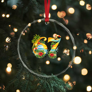 Hawaii Six Seven Crystal Glass Ornament Tropical Hibiscus Vacation Graphic TS12 Print Your Wear