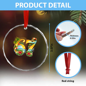 Hawaii Six Seven Crystal Glass Ornament Tropical Hibiscus Vacation Graphic TS12 Print Your Wear