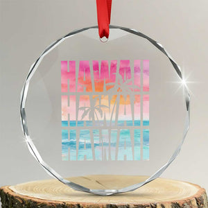 Hawaii Summer Vacation Crystal Glass Ornament Vintage Tropical Beach Graphic TS14 Transparent Glass 3'' Circle Print Your Wear